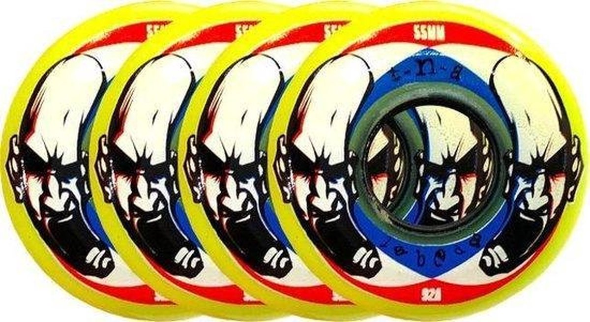 labeda wielen voor inlineskates aggressive skating 55mm 92a geel set van 4 wielen