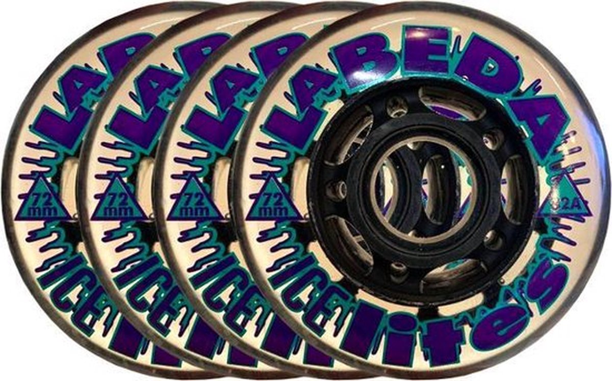 Labeda Wielen Voor Inlineskates - Ice Lites 72mm 82A - Clear Zwart - Set van 4 wielen Skateonderdeel kopen online