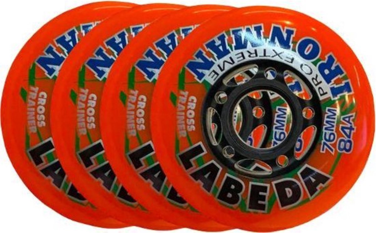 Labeda Wielen Voor Inlineskates - Ironman 76mm 84A - Oranje - Set van 4 wielen Skateonderdeel kopen online