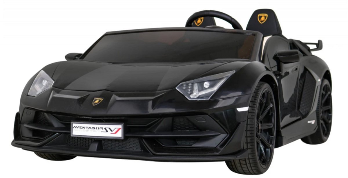 lamborghini aventador svj 2 persoons elektrische kinderauto 24v met afstandsbediening met rubberen banden en lederzitje zwart