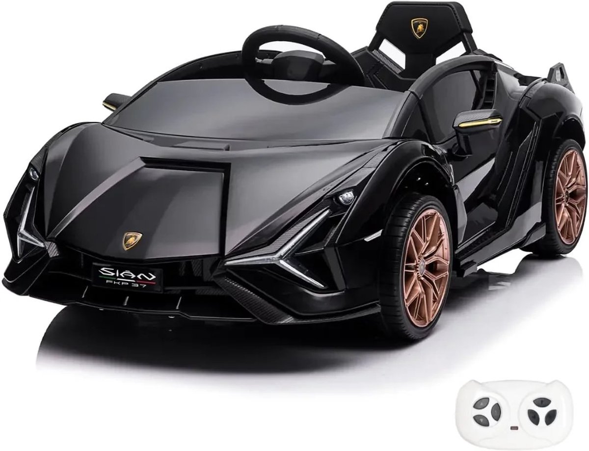 Lamborghini Elektrische Kinderauto Sian Zwart - Accuvoertuig - 12V Accu - Op Afstand Bestuurbaar - Veilig Voor Kinderen Accuvoertuig kopen online