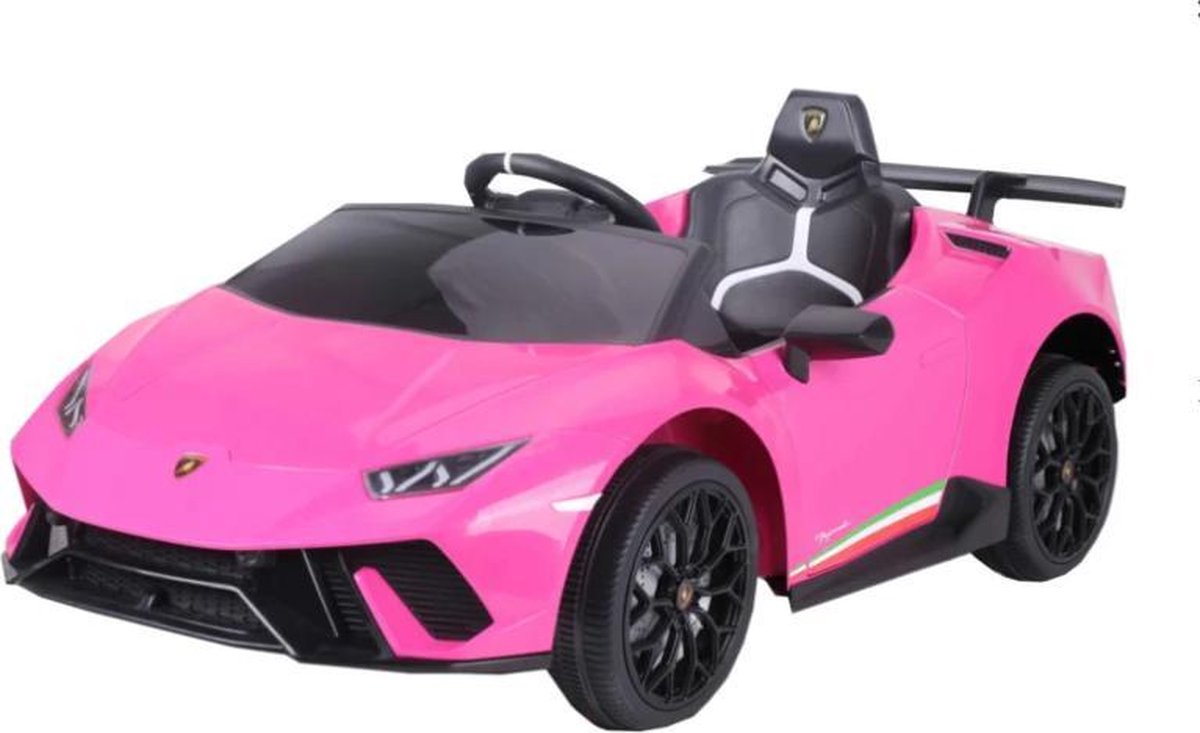 Lamborghini Huracán LP640 Performanté 12V Elektrische kinderauto | Accu Auto voor kinderen met Rubberen banden, Leren zitje en Bluetooth (Roze) Accuvoertuig kopen online