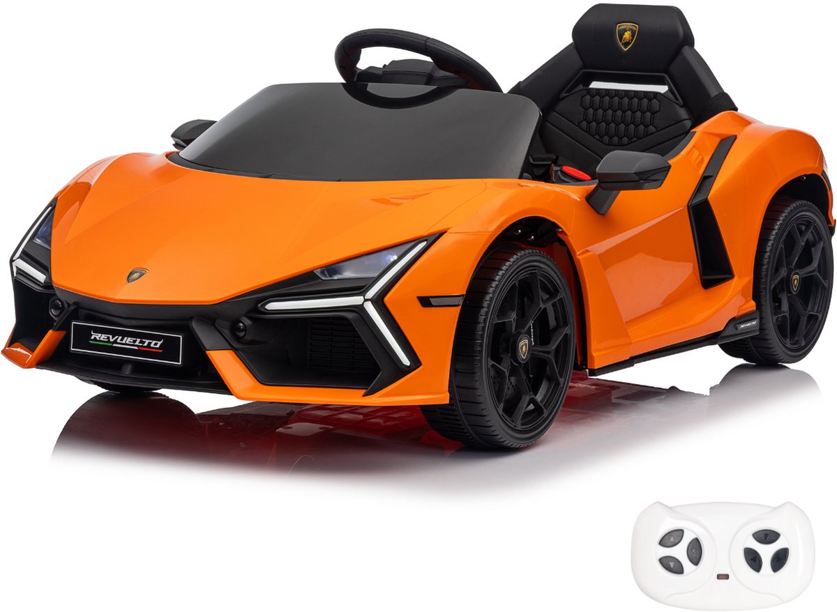 lamborghini revuelto elektrische kinderauto 12v 1 tot 5 jaar oranje