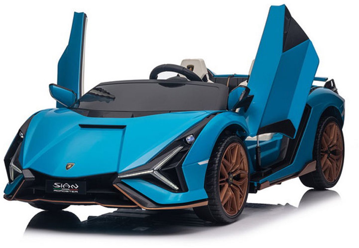 Lamborghini Sian Elektrische Kinderauto – 24V Accu Auto – 2-zits – Blauw – Met Afstandsbediening, Kunstleren Zitting, LED Verlichting, Muziekfunctie & EVA Rubberen Banden Accuvoertuig kopen online