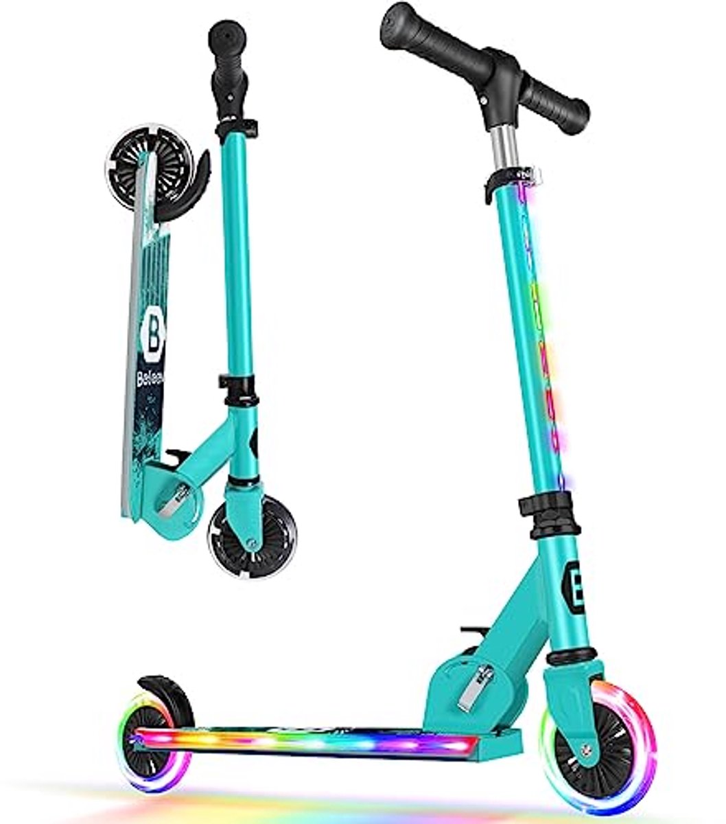 lichtgewicht opvouwbare kinderscooter met lichtgevende wielen en verstelbare hoogte antislip dek en stuurpen geschikt voor kinderen van 3 12 jaar