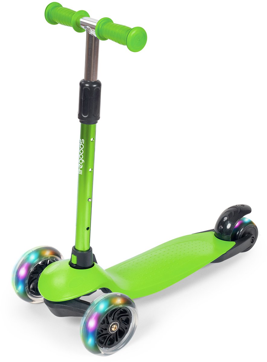 LifeGoods Kinderstep - Step 2-5 Jaar - 3 Lichtgevende LED Wielen - Hoogte Verstelbaar - Jongens/Meisjes - Groen Step kopen online