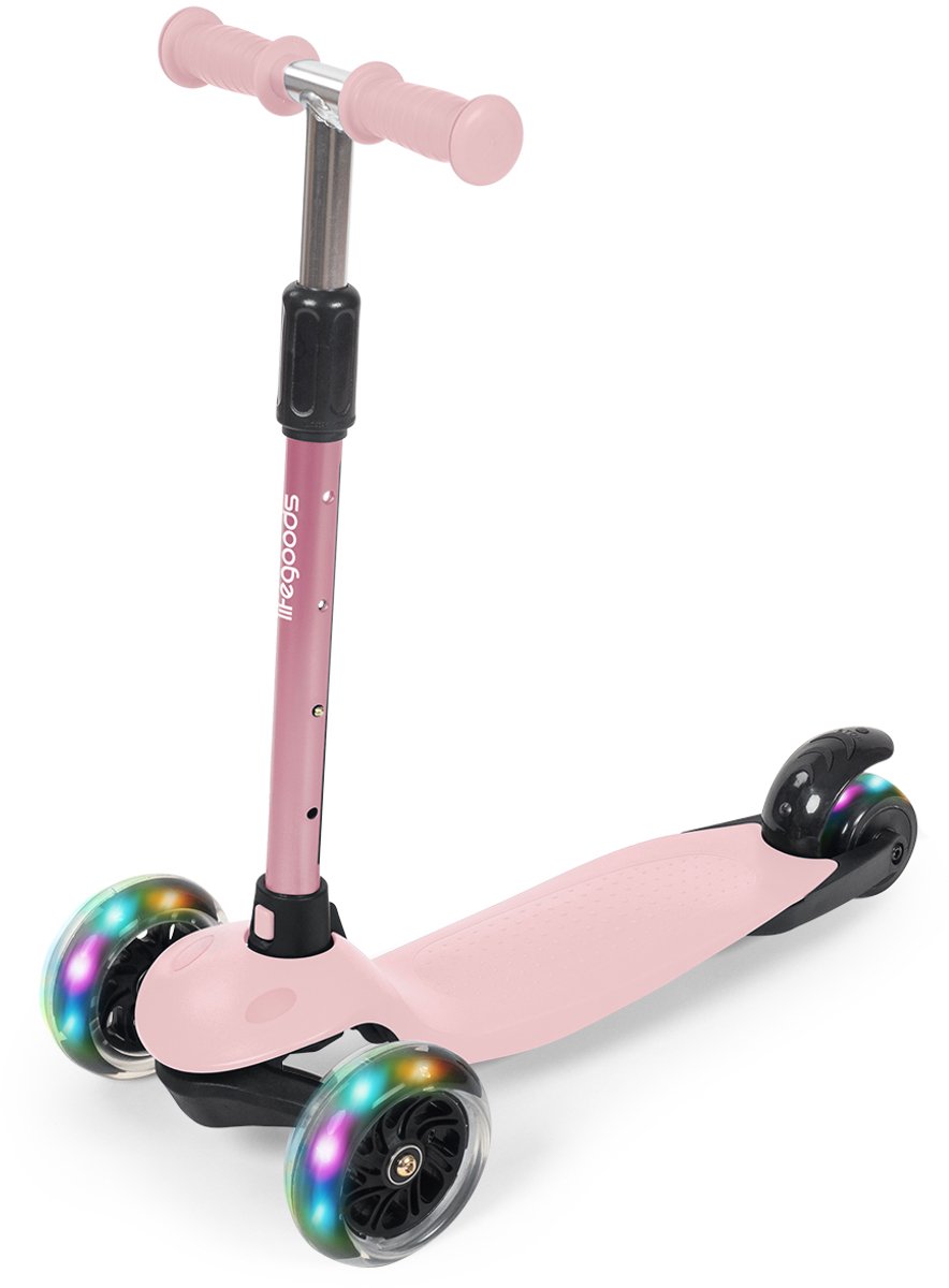 lifegoods kinderstep step 2 5 jaar 3 lichtgevende led wielen hoogte verstelbaar jongens meisjes pastel roze
