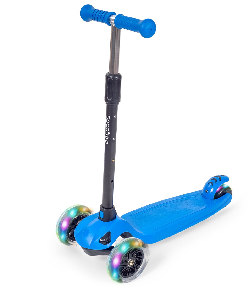 lifegoods kinderstep step 5 8 jaar 3 lichtgevende wielen jongens meisjes blauw