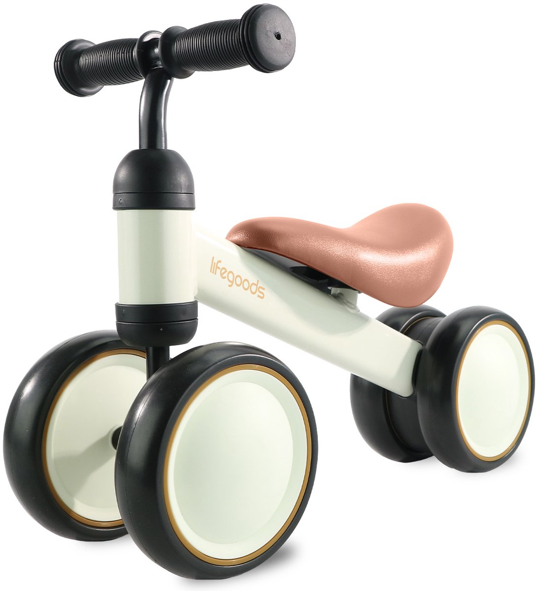 LifeGoods Loopfiets - Speelgoed Vanaf 1 jaar - Jongens en Meisjes - Kinderstep - Loopfietsje - Crème Loopfiets kopen online