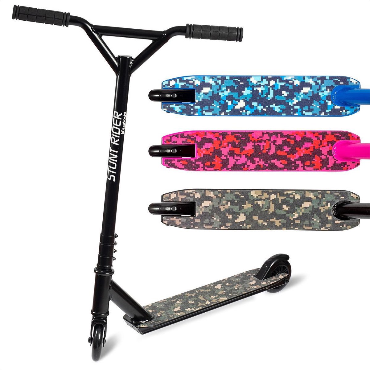 LifeGoods StuntRider - Stuntstep - Step 8+ Jaar - 100mm Wielen - Jongens/Meisjes - Zwart Step kopen online