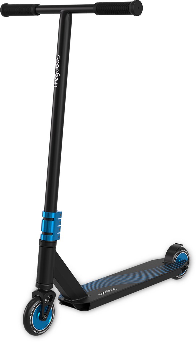 lifegoods stuntstep pro x t stang hic step voor kinderen jongens meisjes 110mm 100kg zwart blauw