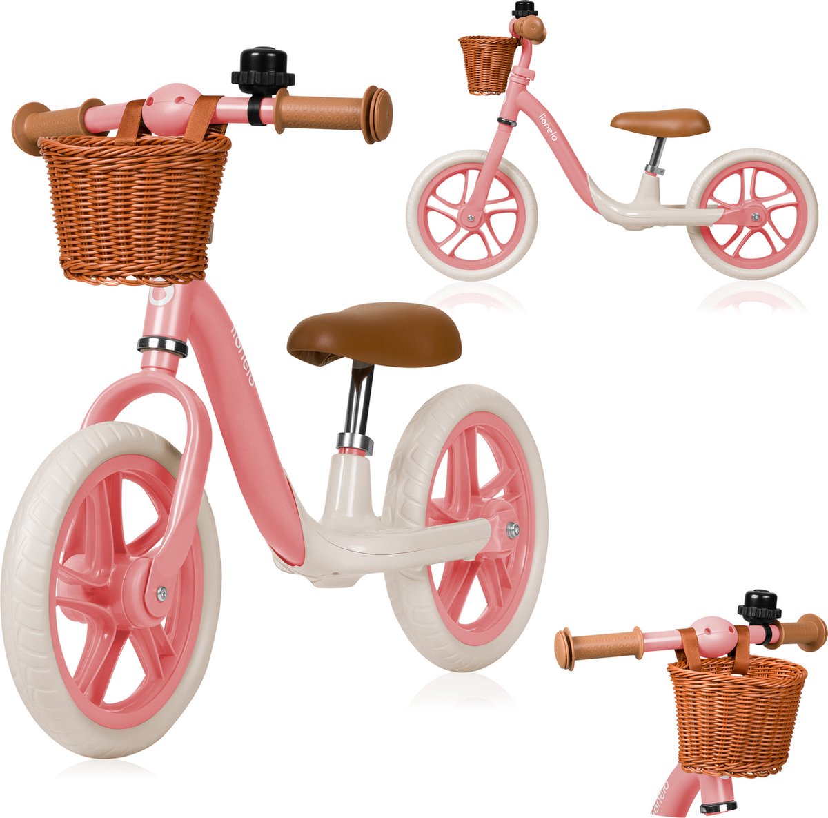 lionelo alex plus kinderloopfiets voor 3 tot 6 jaar eva schuimbanden verstelbaar zadel stuur stalen frame stuurbegrenzing inclusief mandje bel tot 30 kg
