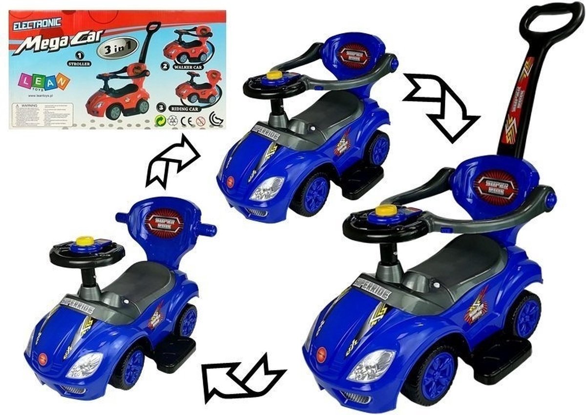 Loopauto - 3-in-1 - 60x40x85 cm - blauw Loopauto kopen online