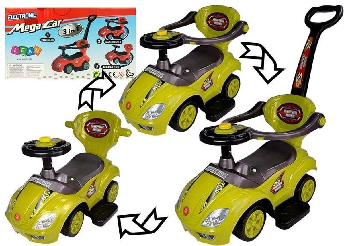 Loopauto - 3-in-1 - 60x40x85 cm - geel Loopauto kopen online