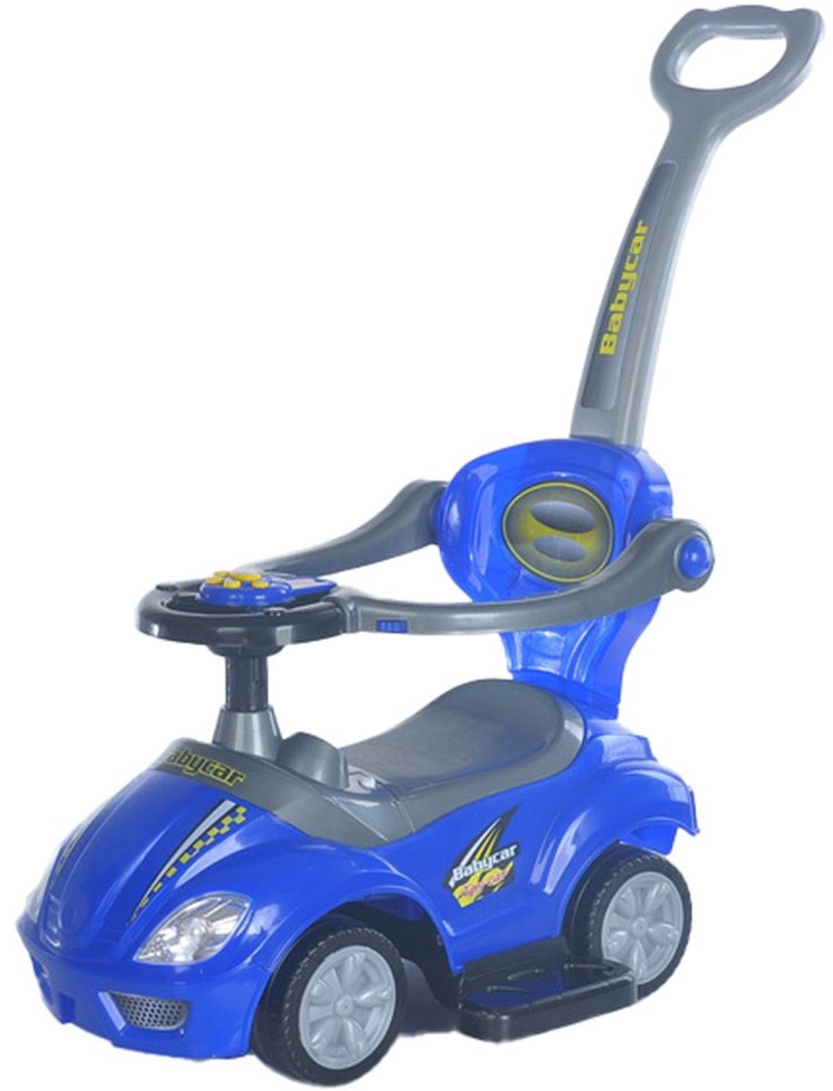 loopauto 3 in 1 met duwstang blauw