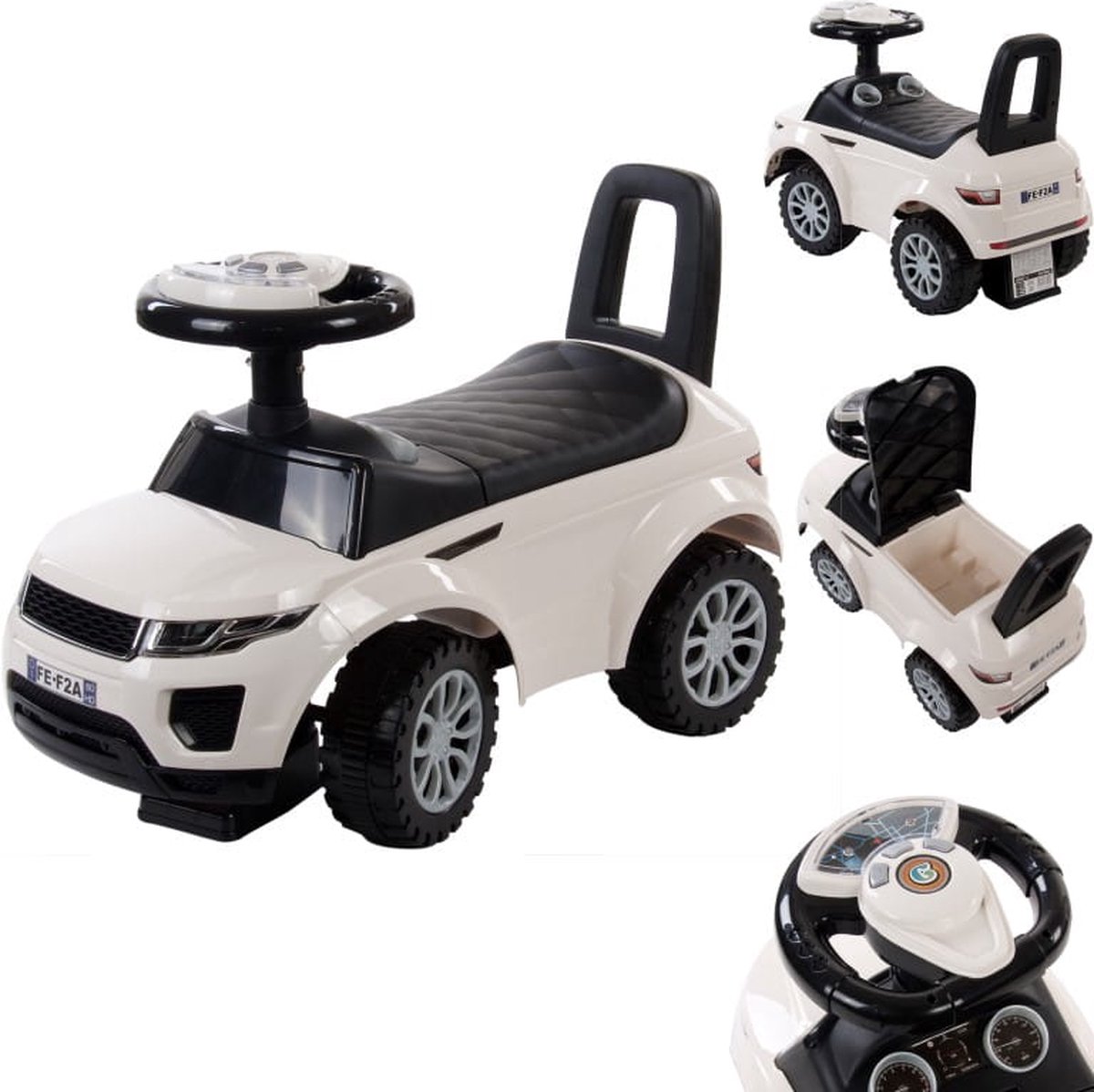 Loopauto vanaf 1 jaar, bobby auto, kinderauto vanaf 12 maanden, babyauto, babywalker met claxon en motorgeluiden (Wit) Loopauto kopen online