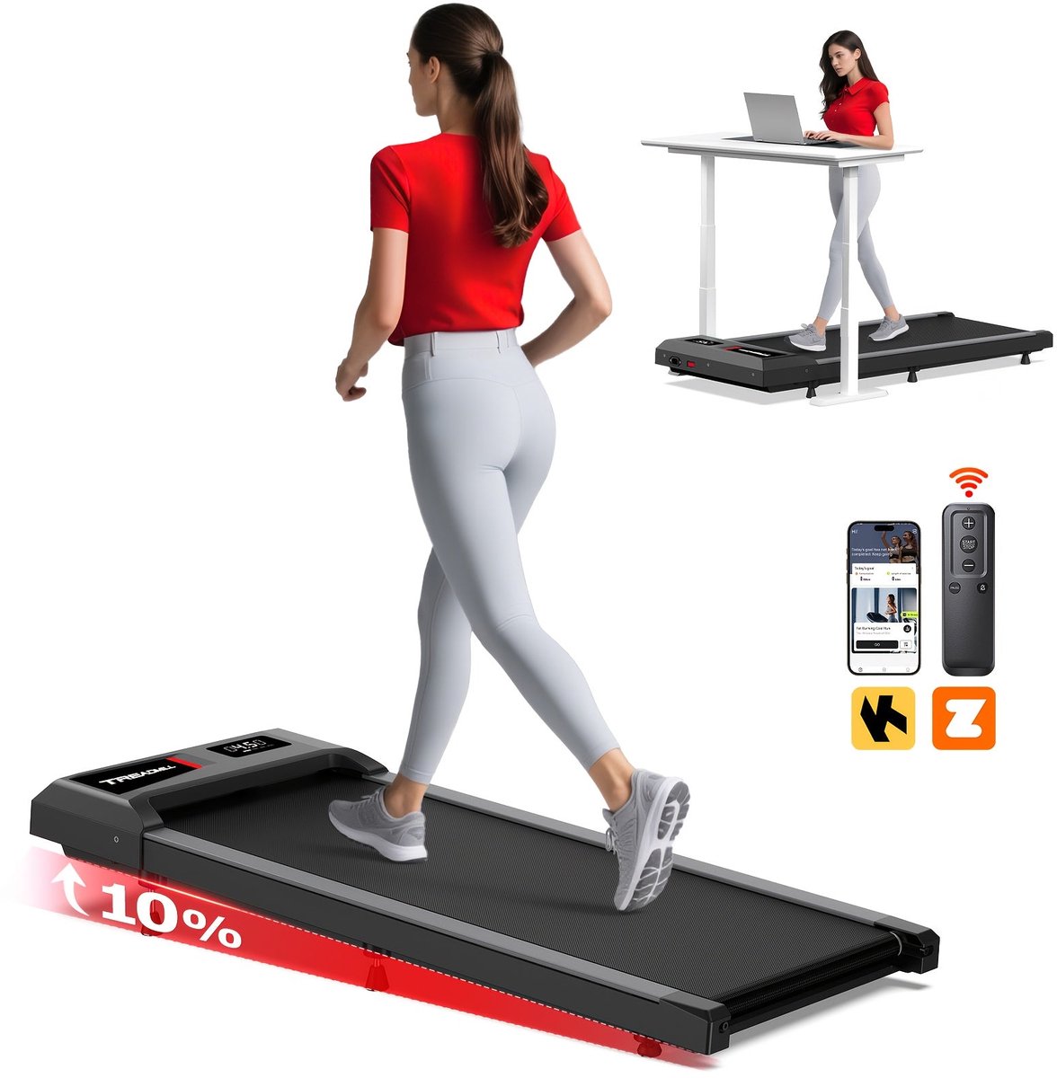 Loopband – Walking Pad – Wandelband – Treadmill – Fitnessapparaat – 10% Helling – Max. Belastbaar 120 kg Loopfiets kopen online