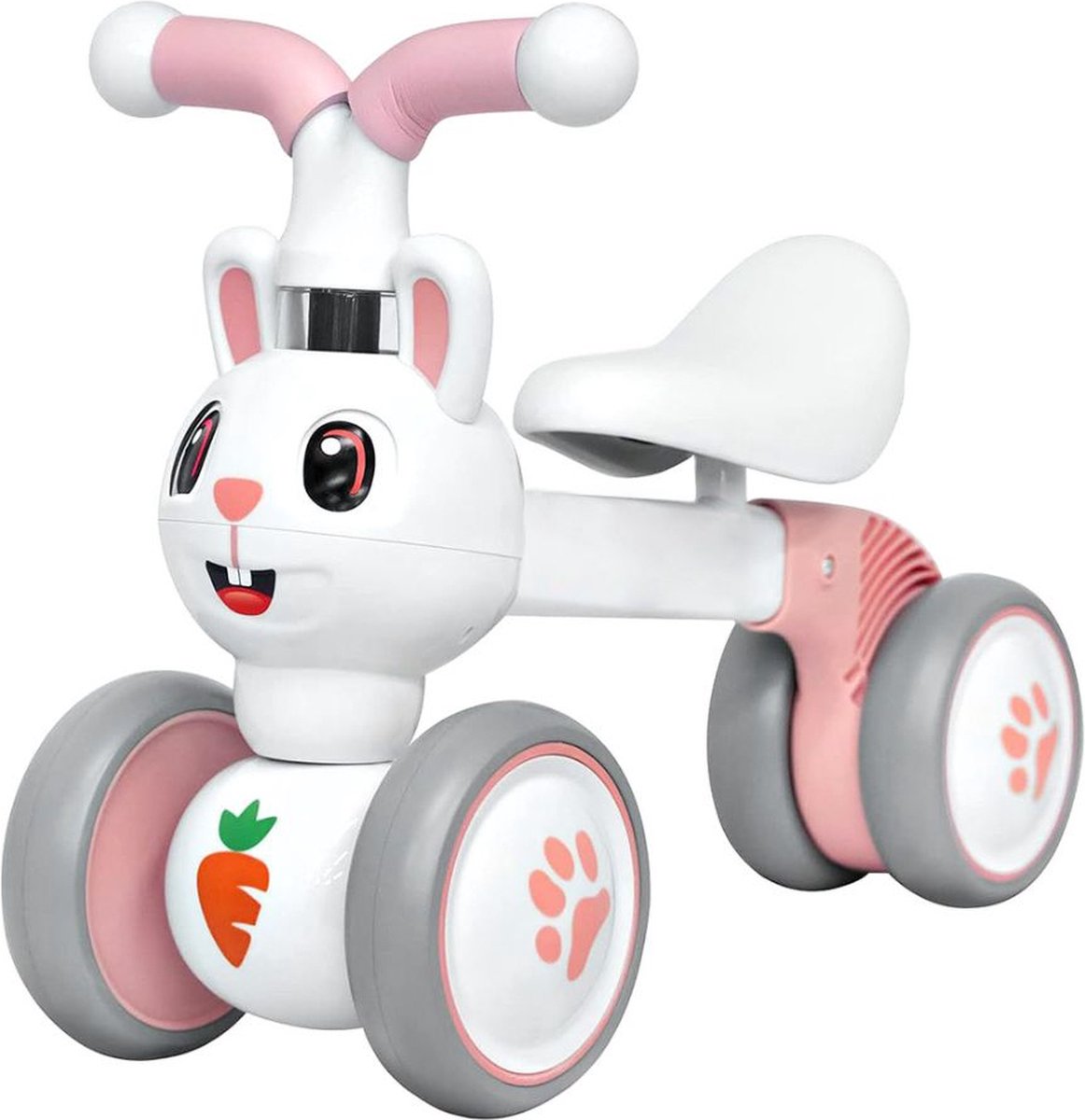 Loopfiets 1 , 2 en 3 Jaar - Balance Bike voor Meisjes en Jongens - Leren Lopen - 4 Wielen - Wit Konijn Loopfiets kopen online