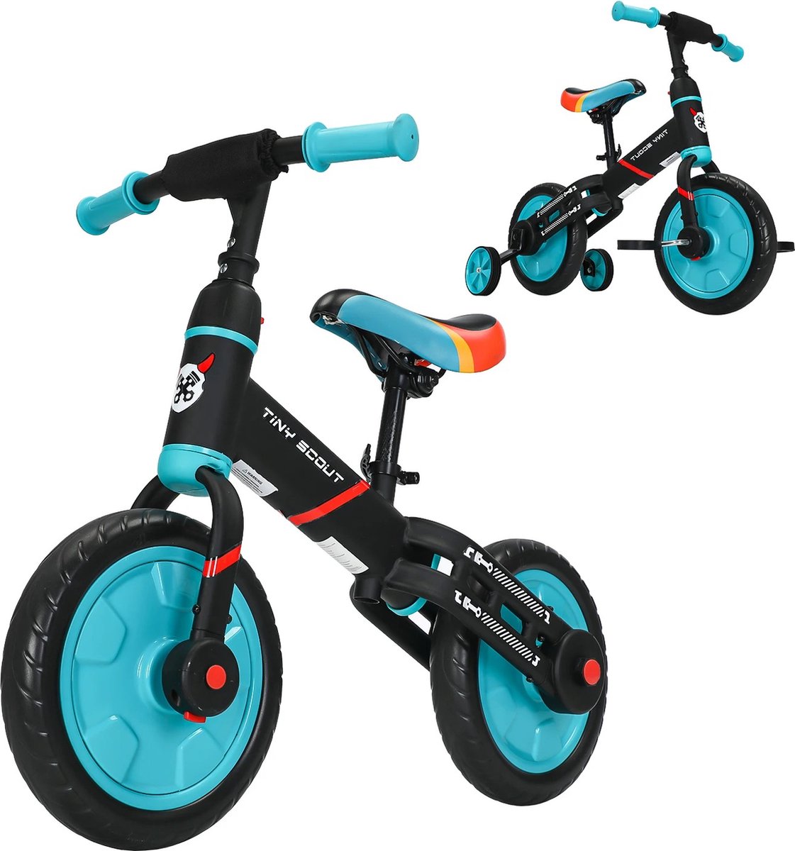Loopfiets - 4 in 1 - Loopfiets jongens - Kinderfiets - Fiets jongens - Driewieler - Blauw Loopfiets kopen online