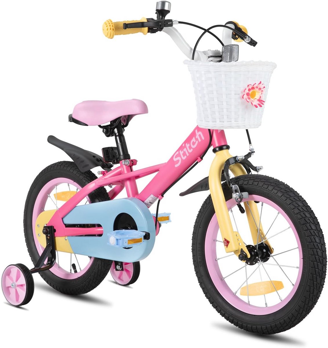macaron kinderfiets 12 14 16 18 inch voor jongens en meisjes van 2 9 jaar met mand en steunwielen