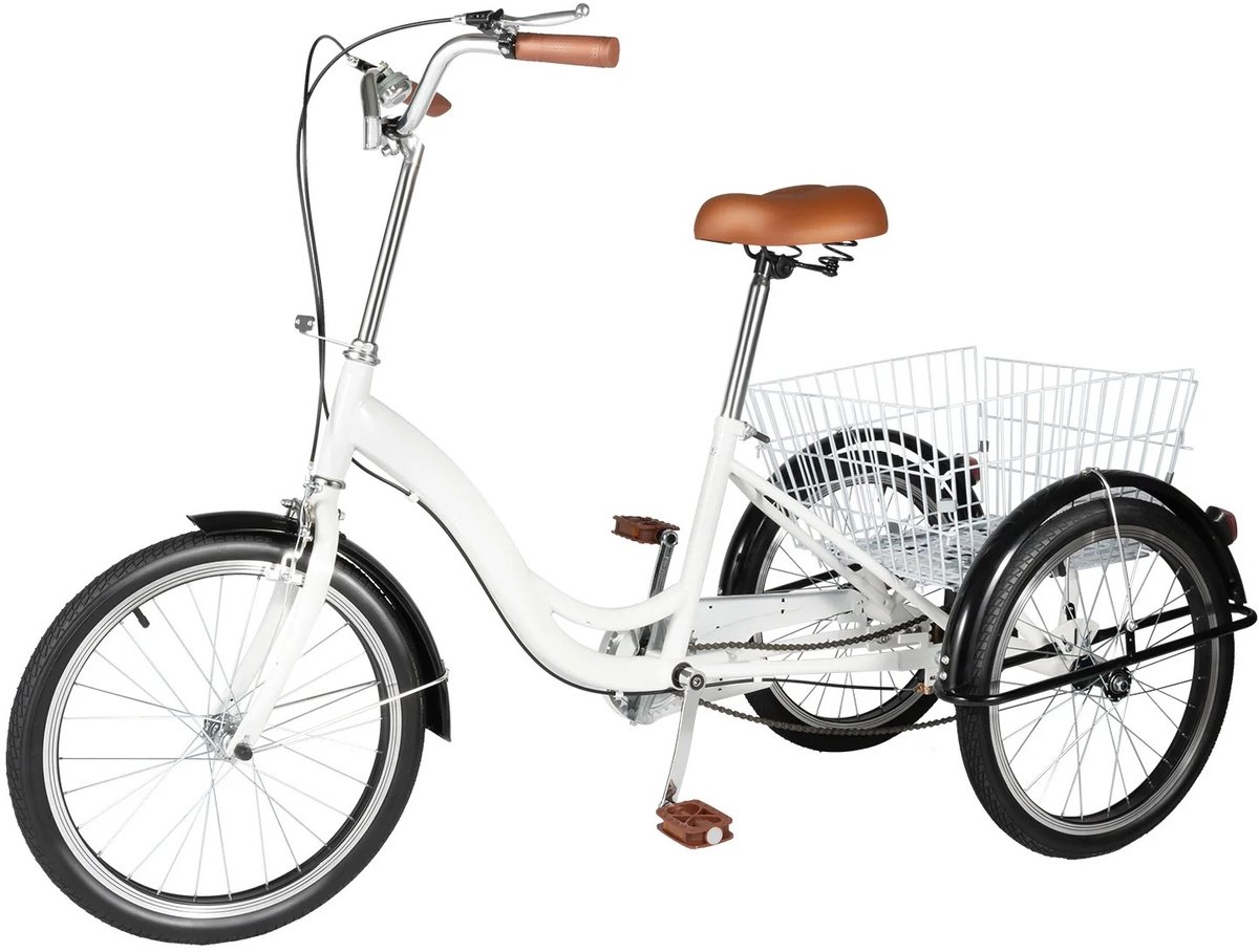 Maison Nordique - Driewieler - Driewieler fiets - Voor volwassenen - 20 Inch driewieler - 37,6-40,75 inch -Incl achtermand - Wit Driewieler kopen online