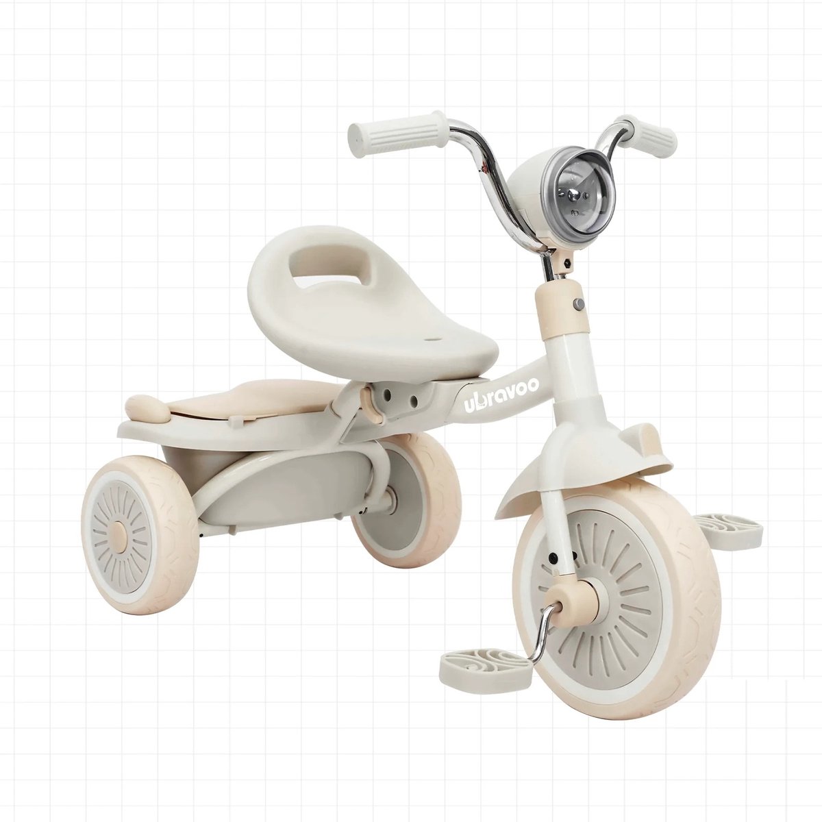 MartiCo® Kinderfiets - 3 Wielen - Verstelbaar Zitje - Inclusief Licht - Opberging - Opvouwbaar - 1-5 Jaar - Stille Wielen - Max 20kg - Beige Driewieler kopen online