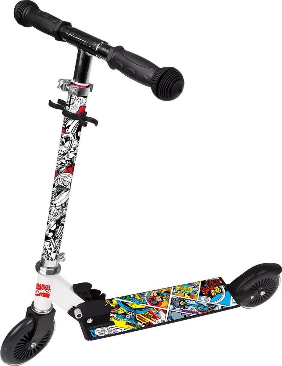 marvel avengers 2 wiel kinderstep voetrem jongens zwart wit