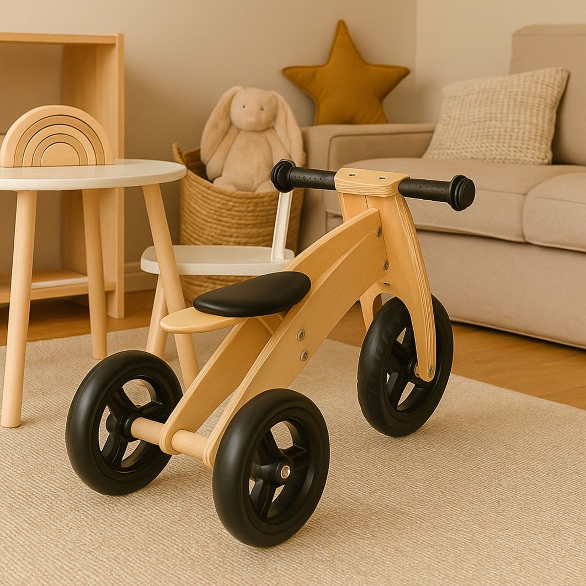 Maxx Kidz Houten Loopfiets en Driewieler in 1 - Balance Bike - Mini Loopfietsje van Hout - Loopscooter voor Jongens en Meisjes van 1 & 2 Jaar Loopfiets kopen online