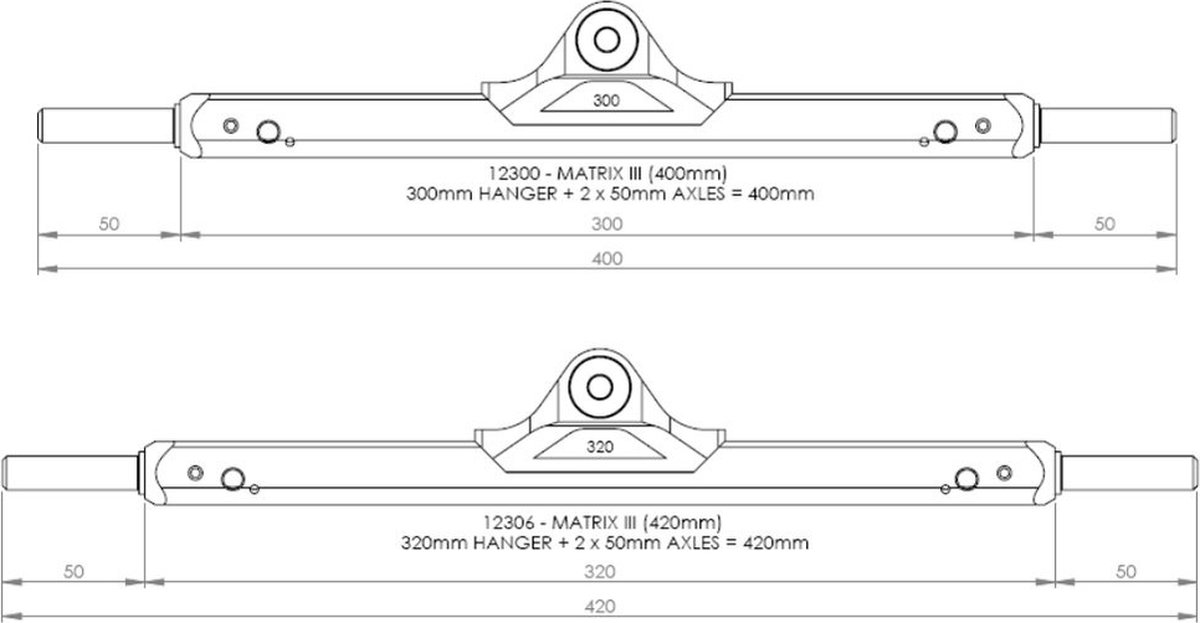 MBS mountainboard truck Matrix III Matte Black 400mm Skateonderdeel kopen online