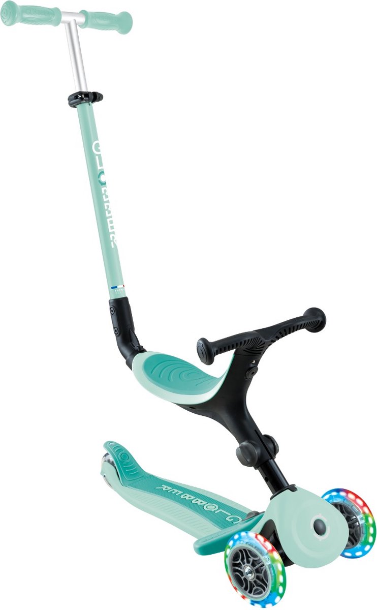 Meegroeistep - Globber Go up Active Lights Mint - munt - lichtgevende wielen - met duwstang - in hoogte verstelbaar - vanaf 15 maanden tot 9 jaar Step kopen online