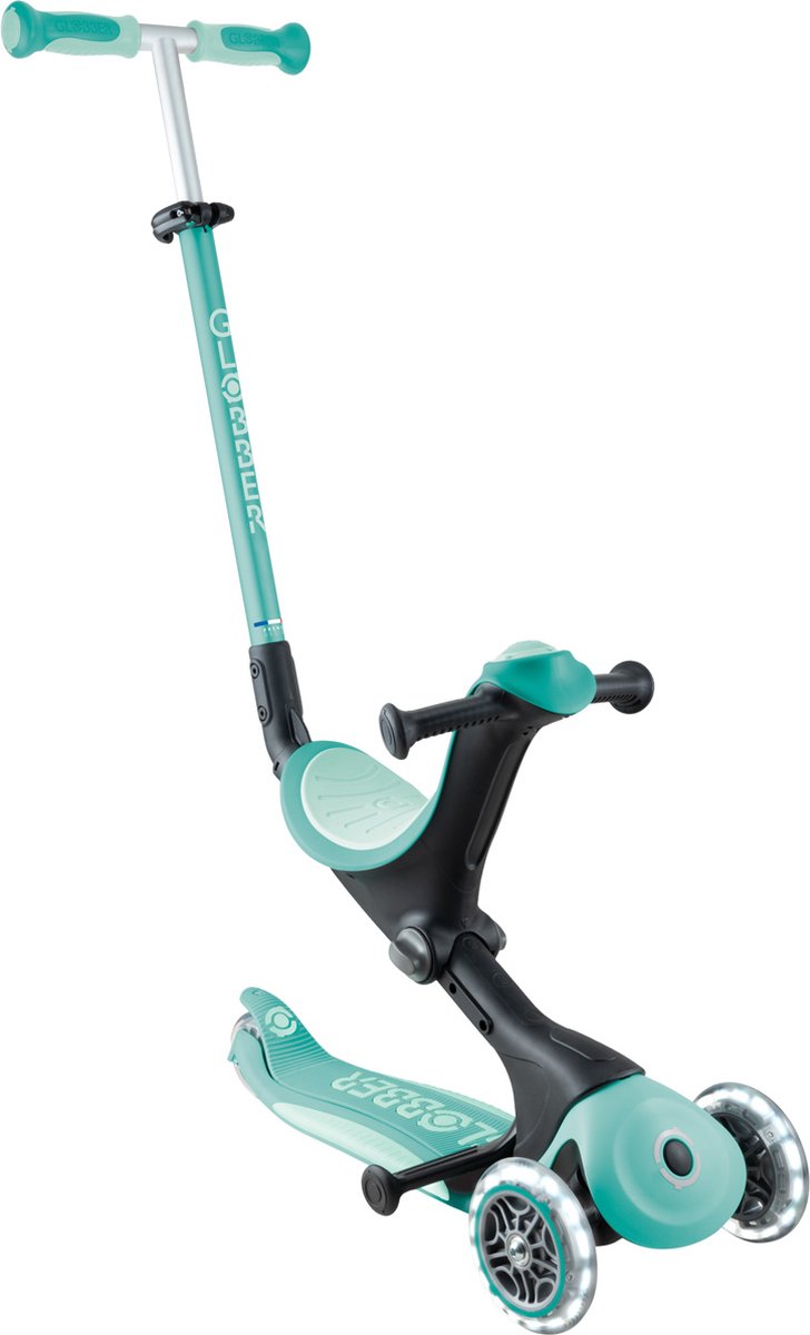 Meegroeistep - Globber Go Up Deluxe Flash Lights Mint - munt - lichtgevende wielen - met duwstang - in hoogte verstelbaar - vanaf 15 maanden tot 9 jaar Step kopen online