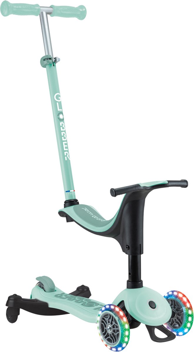 Meegroeistep- Globber Go Up Sporty Lights Mint 360 - munt - lichtgevende wielen - met duwstang - in hoogte verstelbaar - vanaf 12 maanden tot 7 jaar Step kopen online