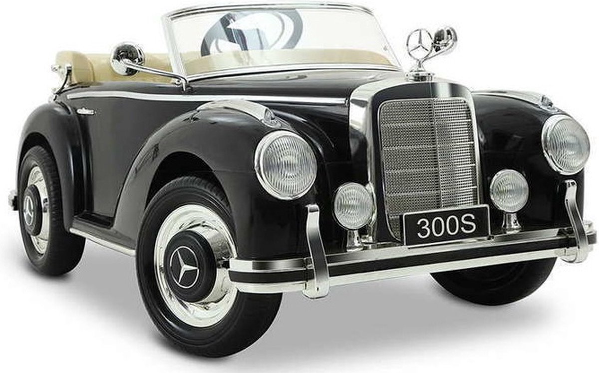 Mercedes 300S classic, zwart, 12 volt kinderauto, met leder stoel, rubberbanden en vele opties! | Elektrische Kinderauto | Met afstandsbediening Accuvoertuig kopen online
