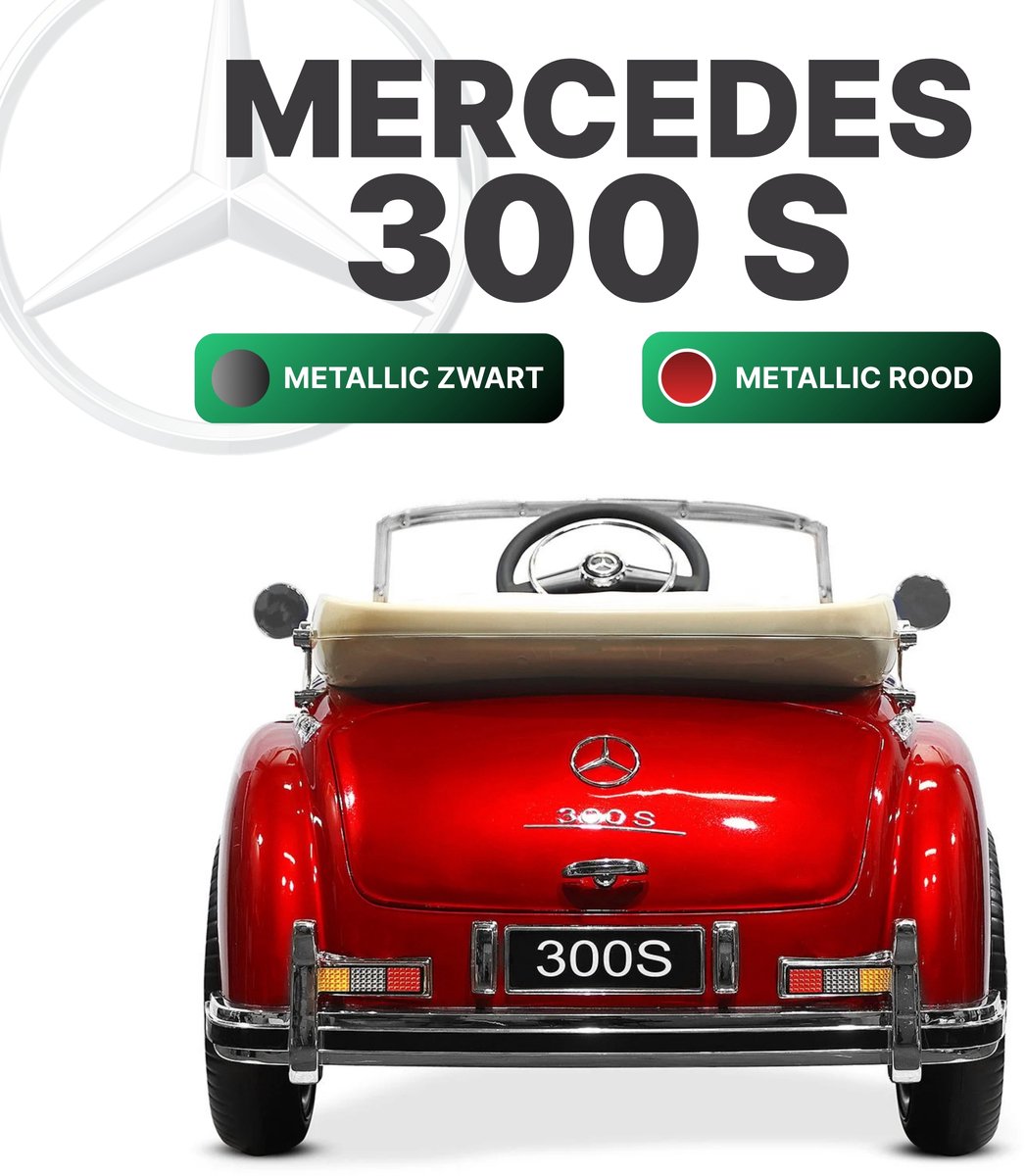 Mercedes 300S - Mercedes Kinderauto - 1-zitter - Rood - Met Afstandsbediening - Elektrische Kinderauto Accuvoertuig kopen online