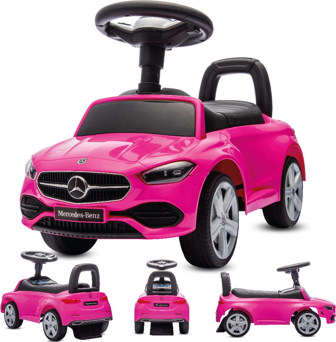 Mercedes C-Class Kindervoertuig, Loopauto met Claxon, ride on, babyauto, loopstoeltje met claxon en motorgeluiden, max 25 kg (Roze) Loopauto kopen online
