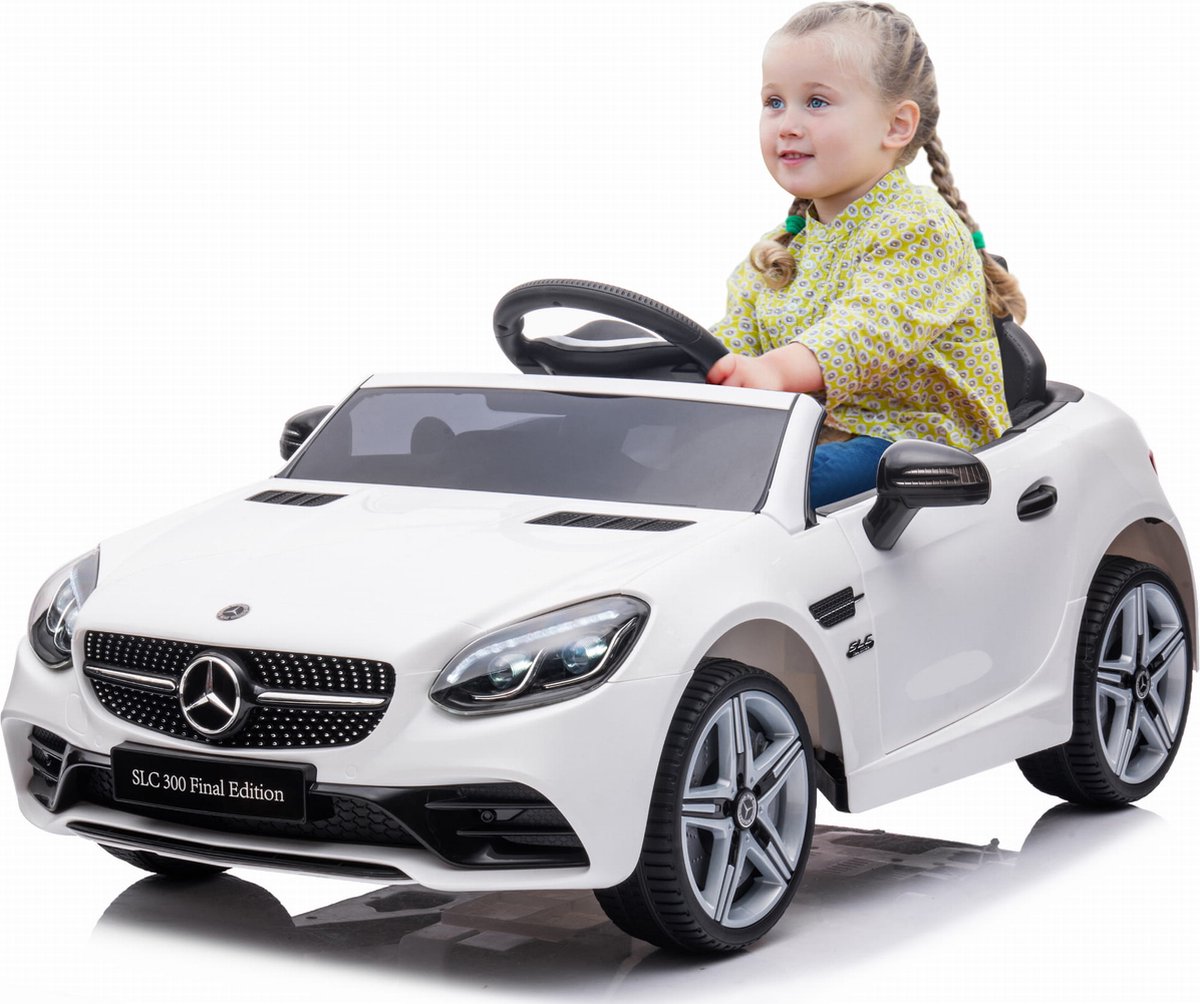 Mercedes elektrische kinderauto van 3 jaar, motorvermogen 2x30W, stuur met geluid, veiligheidsgordels (Wit) Accuvoertuig kopen online