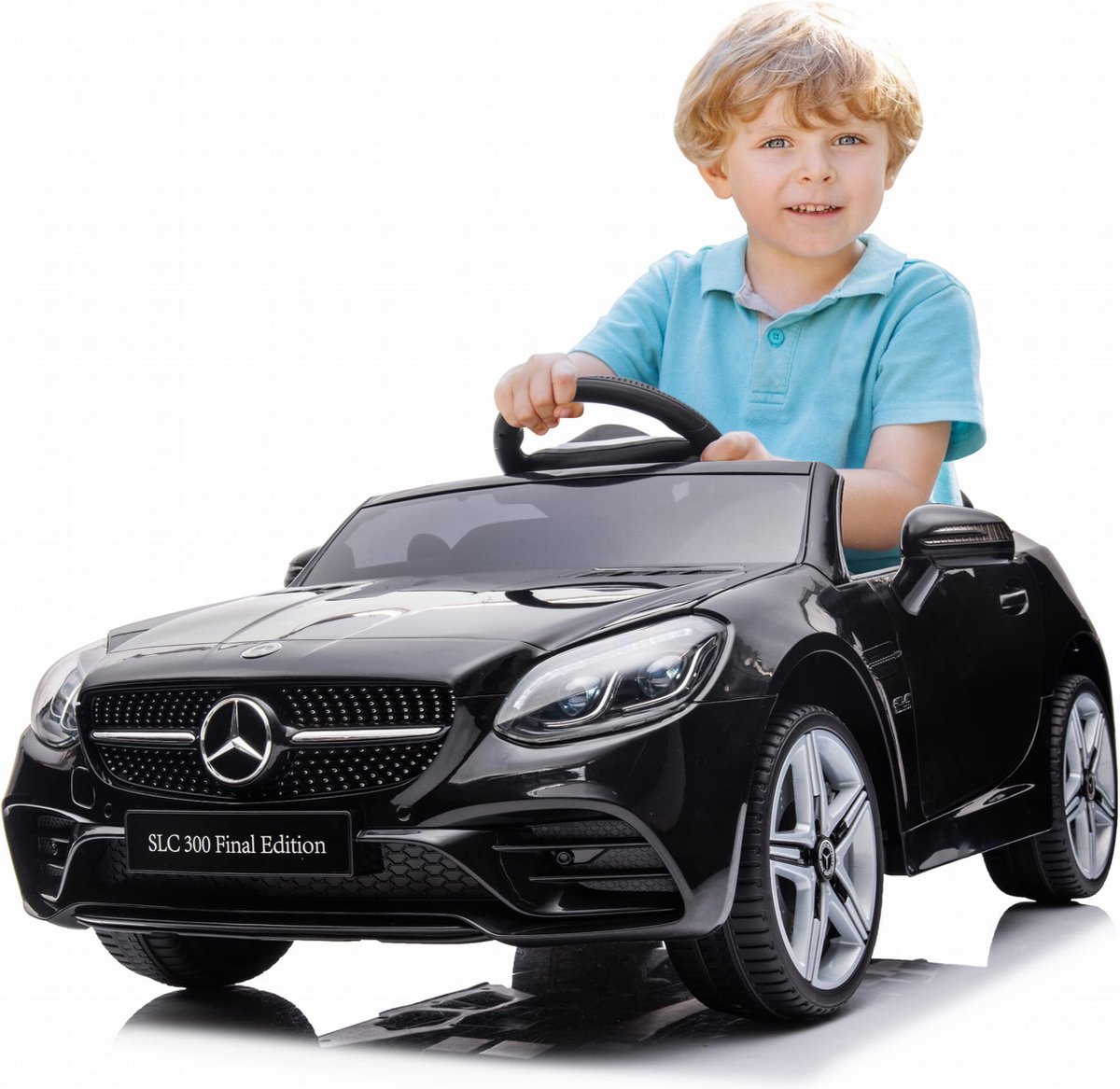 Mercedes elektrische kinderauto van 3 jaar, motorvermogen 2x30W, stuur met geluid, veiligheidsgordels (Zwart) Accuvoertuig kopen online