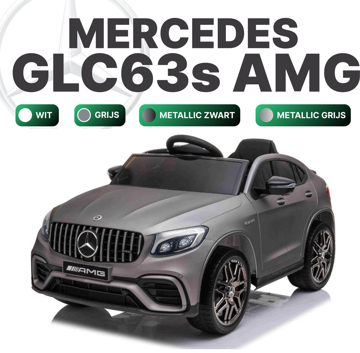 Mercedes GLC63S AMG - Kinderauto Mercedes - 1-zitter - Mat grijs - Rubberen banden - Soft start - Elektrische kinderauto Accuvoertuig kopen online