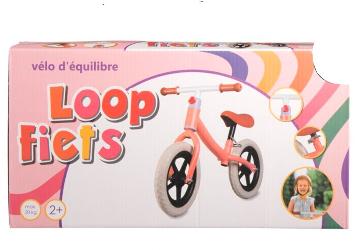 metalen loopfiets perzikkleur