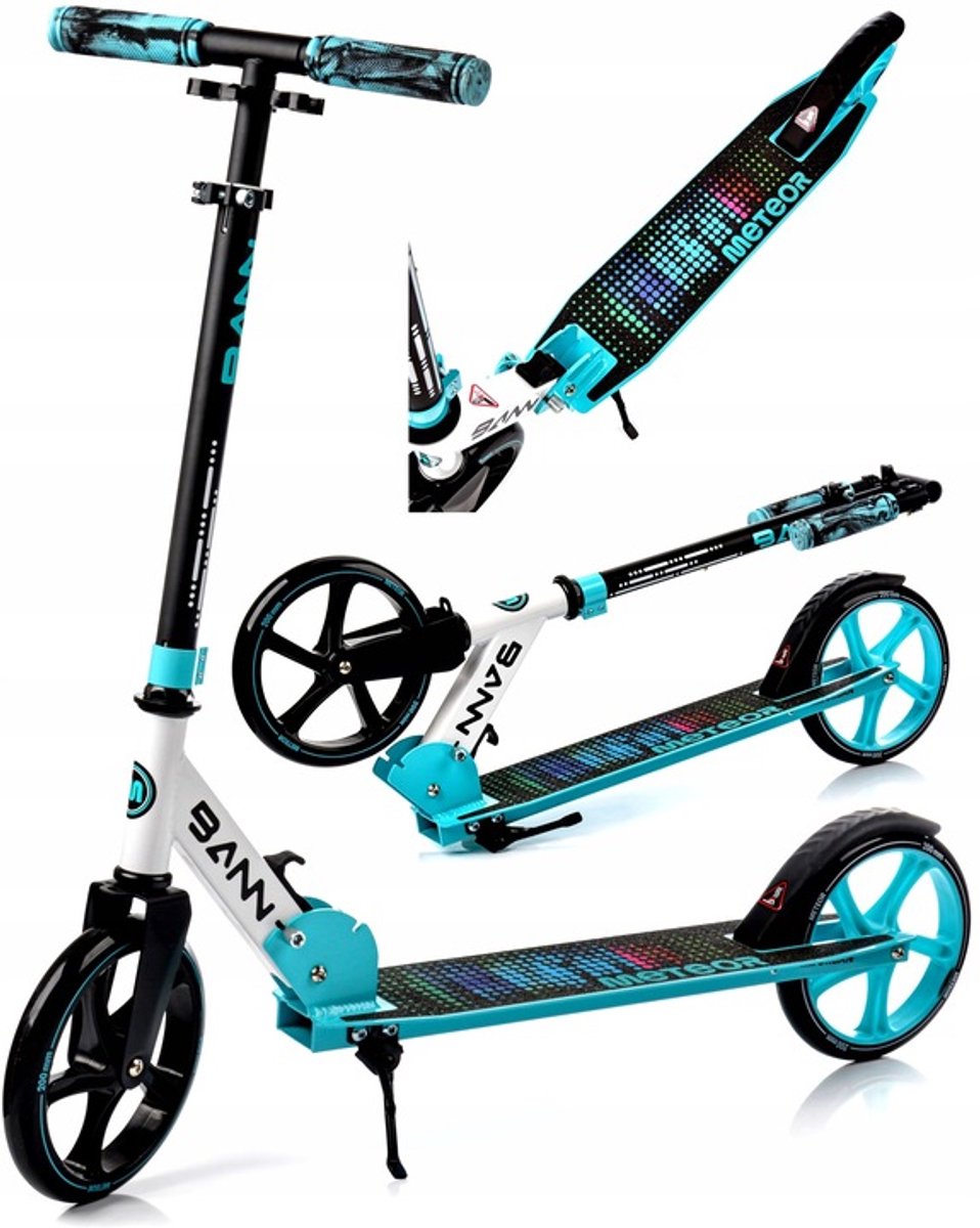 meteor kinderstep urban bann blauw step scooter tot 90 kg 3 traps hoogteverstelling grote wielen opvouwbaar 3 7 kg