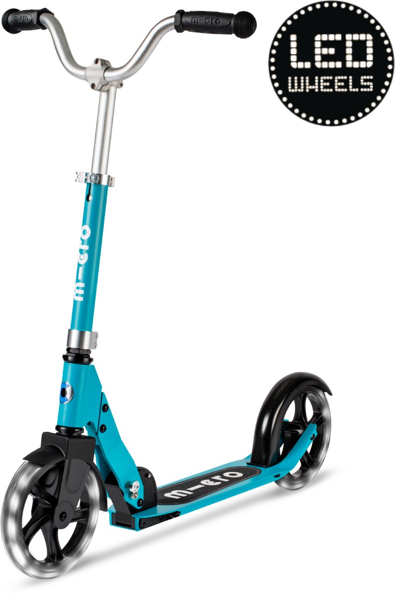 micro cruiser led 2 wiel vouwstep kind 200mm wielen aqua