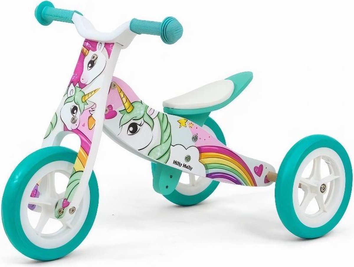 milly mally loopfiets driewieler 2in1 look unicorn