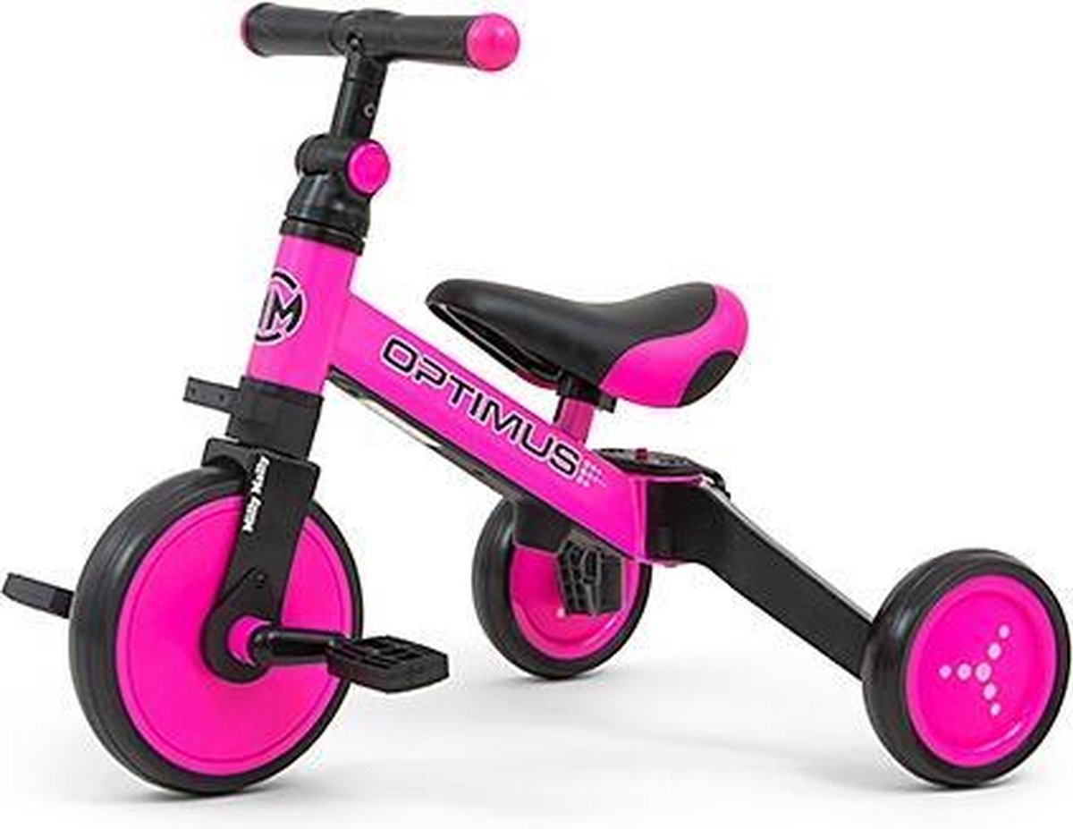 milly mally optimus 3 in 1 loopfiets jongens en meisjes roze