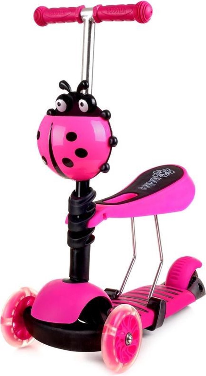 Mini Scooter Zadel Step Met 3 Wielen - Driewieler - LED Wielen - Roze Step kopen online
