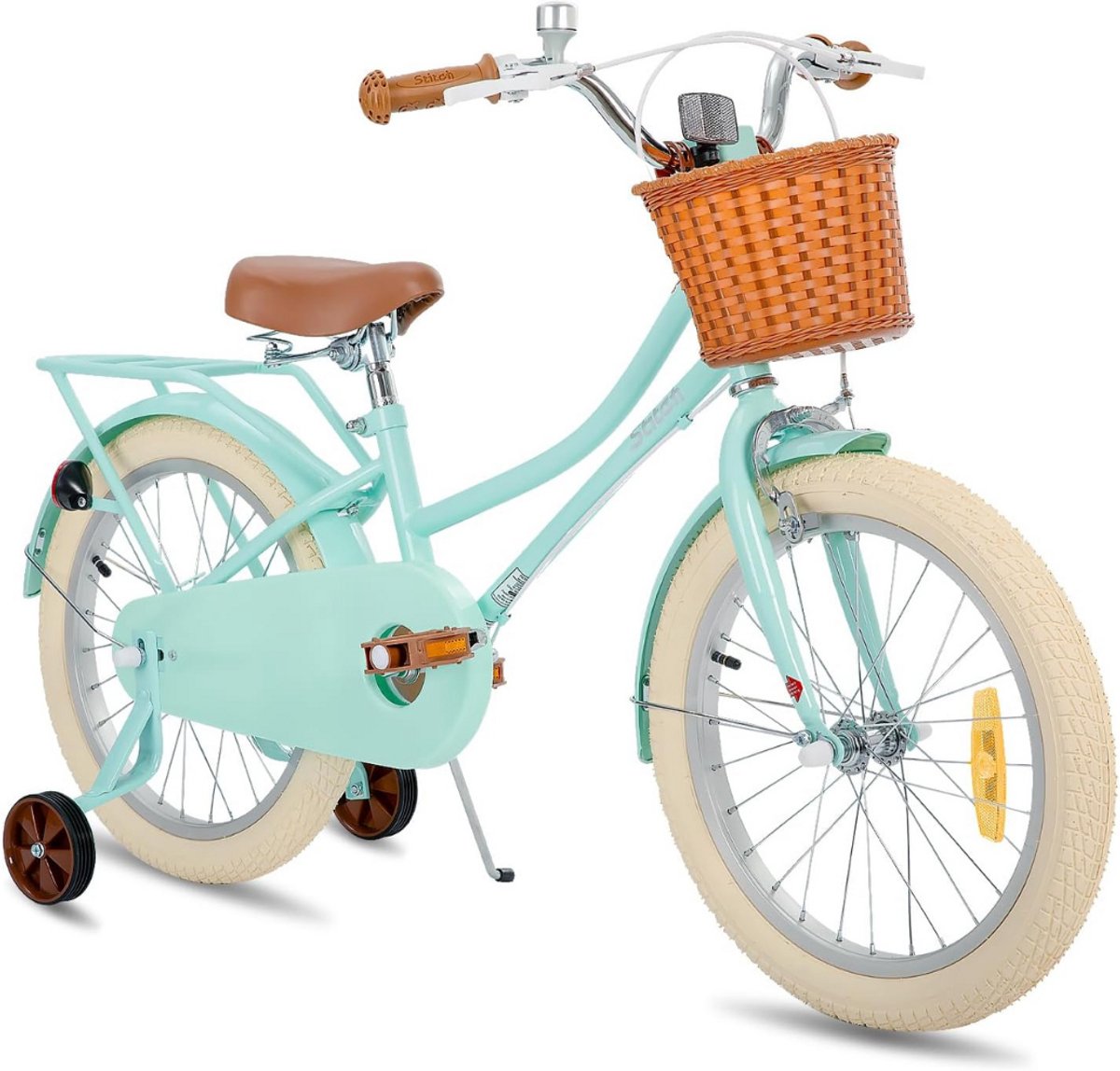 MMM® Kinderfiets 18 Inch - Kinderfiets 16 Inch - Fiets - met Mand en Stabilisatoren - voor Meisjes en Jongens- Blauw- ‎102 cm x 57 x 23 cm Kinderfiets kopen online