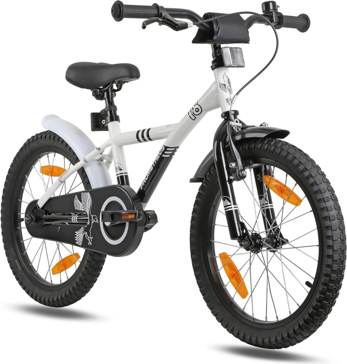 MMM® Kinderfiets 18 Inch - Kinderfiets 16 Inch - Fiets - Vanaf 6 Jaar - met Terugtraprem en Fietsstandaard - Wit- 111 cm x 55 cm x 22 cm Kinderfiets kopen online