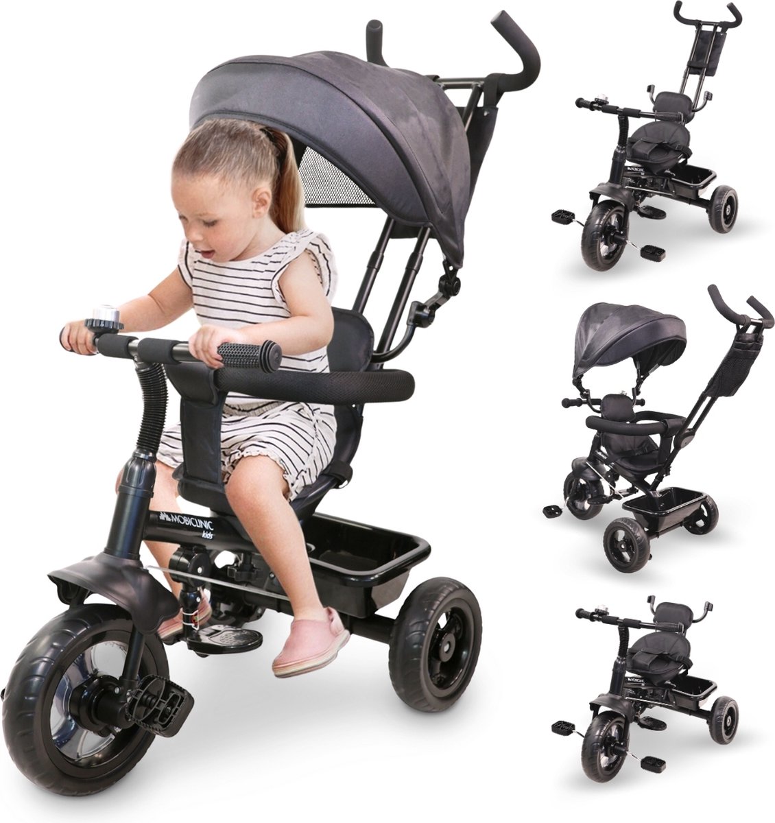 Mobiclinic Lulu - Driewieler voor kinderen van 18m-5 jaar - Evoluerende driewieler - 3 in 1 - 360º draaibare stoel - Veilig - Comfortabel en praktisch - Verstelbaar ontwerp - Zwart Driewieler kopen online