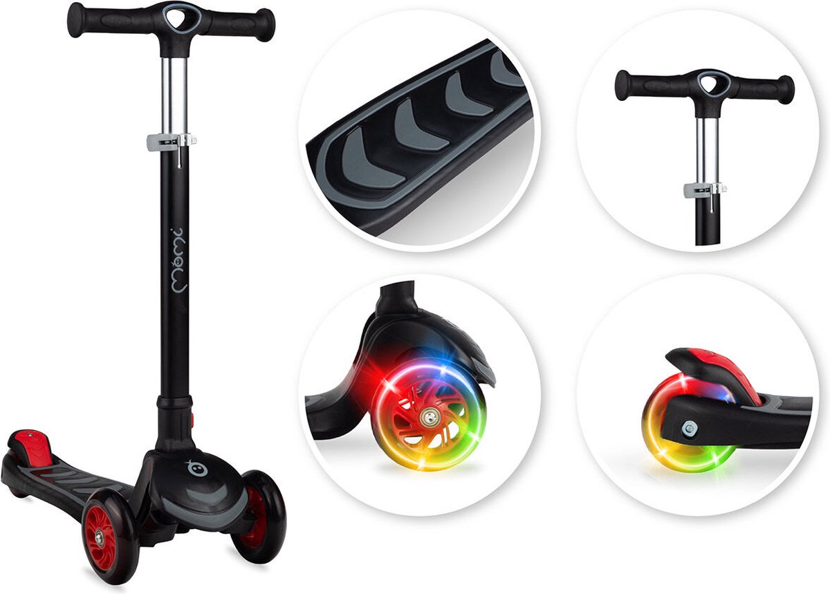 MoMi Scooter Step Vivio - Kinderstep met 3 LED wielen - Zwart Step kopen online