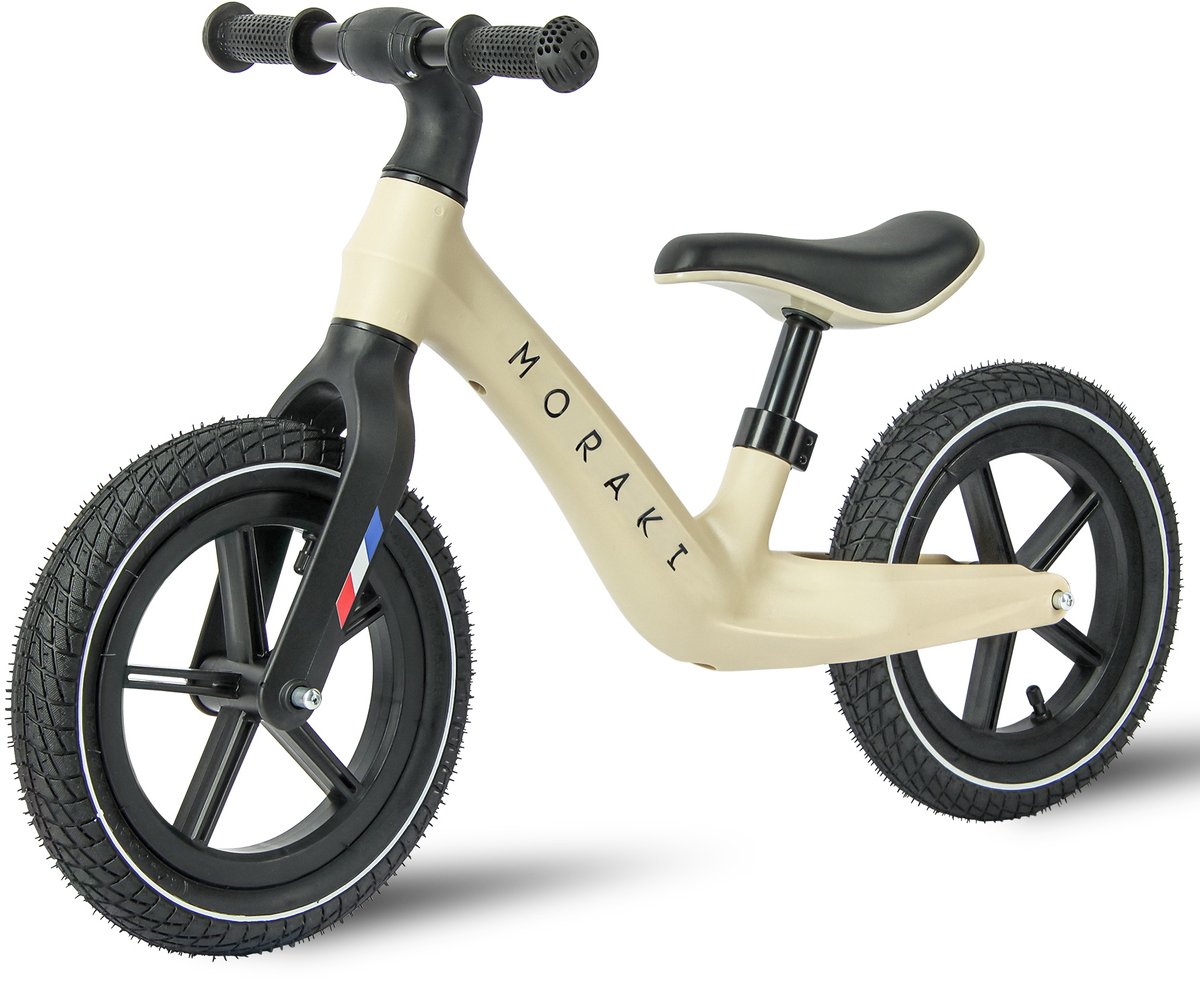 Moraki - Loopfiets - 2 Jaar - Verstelbaar Zadel - Balance Bike - 3 Jaar - Jongens en Meisjes - Beige Loopfiets kopen online