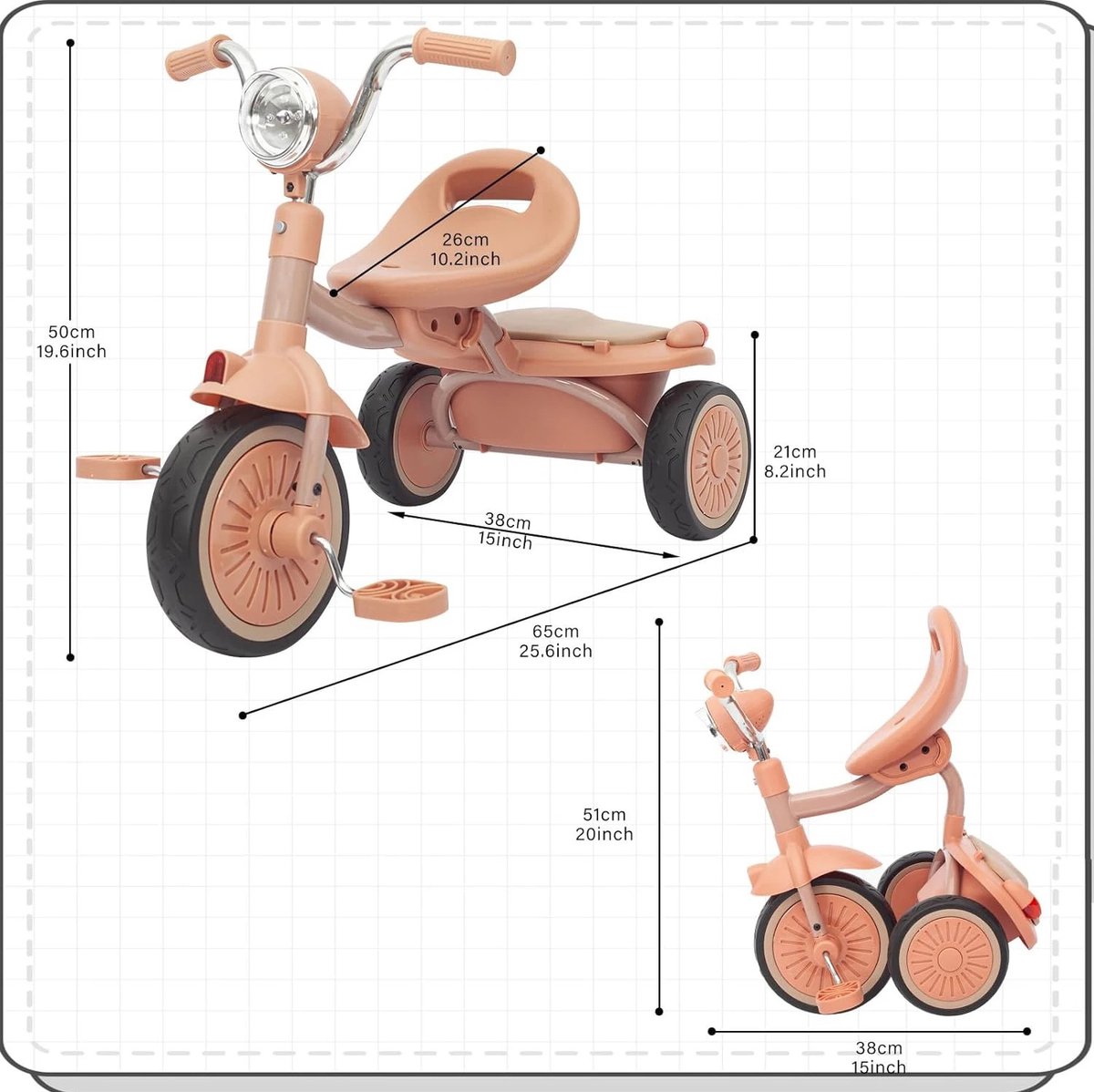 MS® - Babyfiets - Opvouwbare driewieler - Roze - Schokabsorberende wielen - Fiets - Baby - Peuter - 1 tot 5 jaar - Met trappers - Voor binnen en buiten Driewieler kopen online